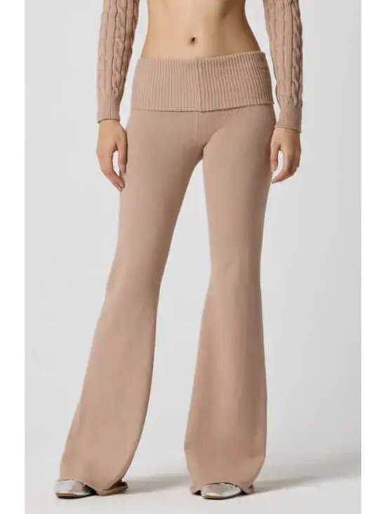 Florence By Mills Pants - FLORENCE BY MILLS Barre Foldover Wide Leg Pants Brown Pull On Neutral Size L